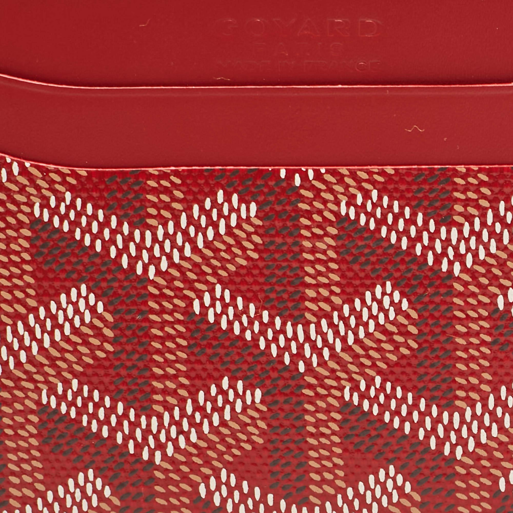 Goyard Red Goyardine Coated Canvas and Leather Saint Sulpice Card Holder For Sale 1
