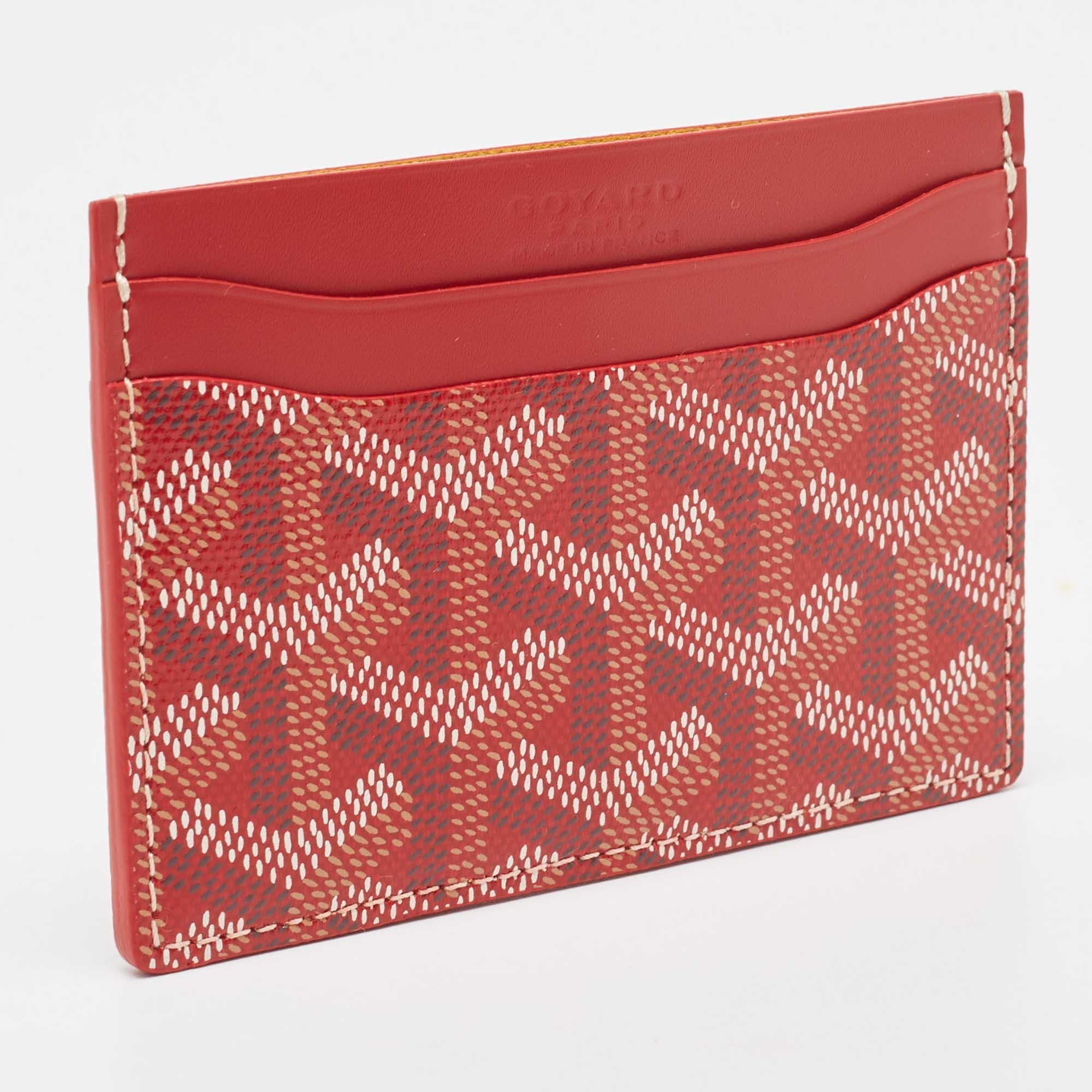 Goyard Red Goyardine Coated Canvas and Leather Saint Sulpice Card Holder For Sale 1