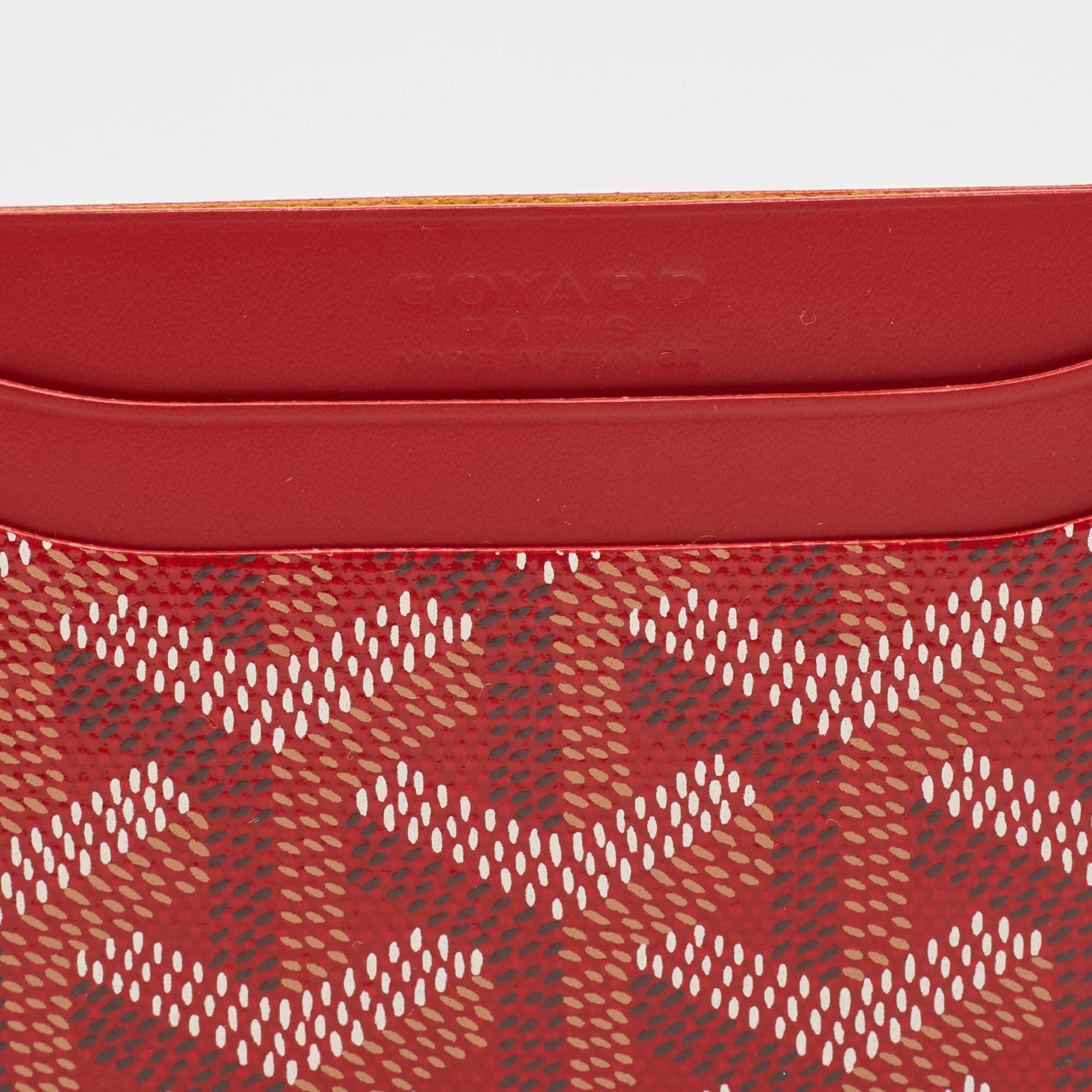 Goyard Red Goyardine Coated Canvas and Leather Saint Sulpice Card Holder For Sale 2