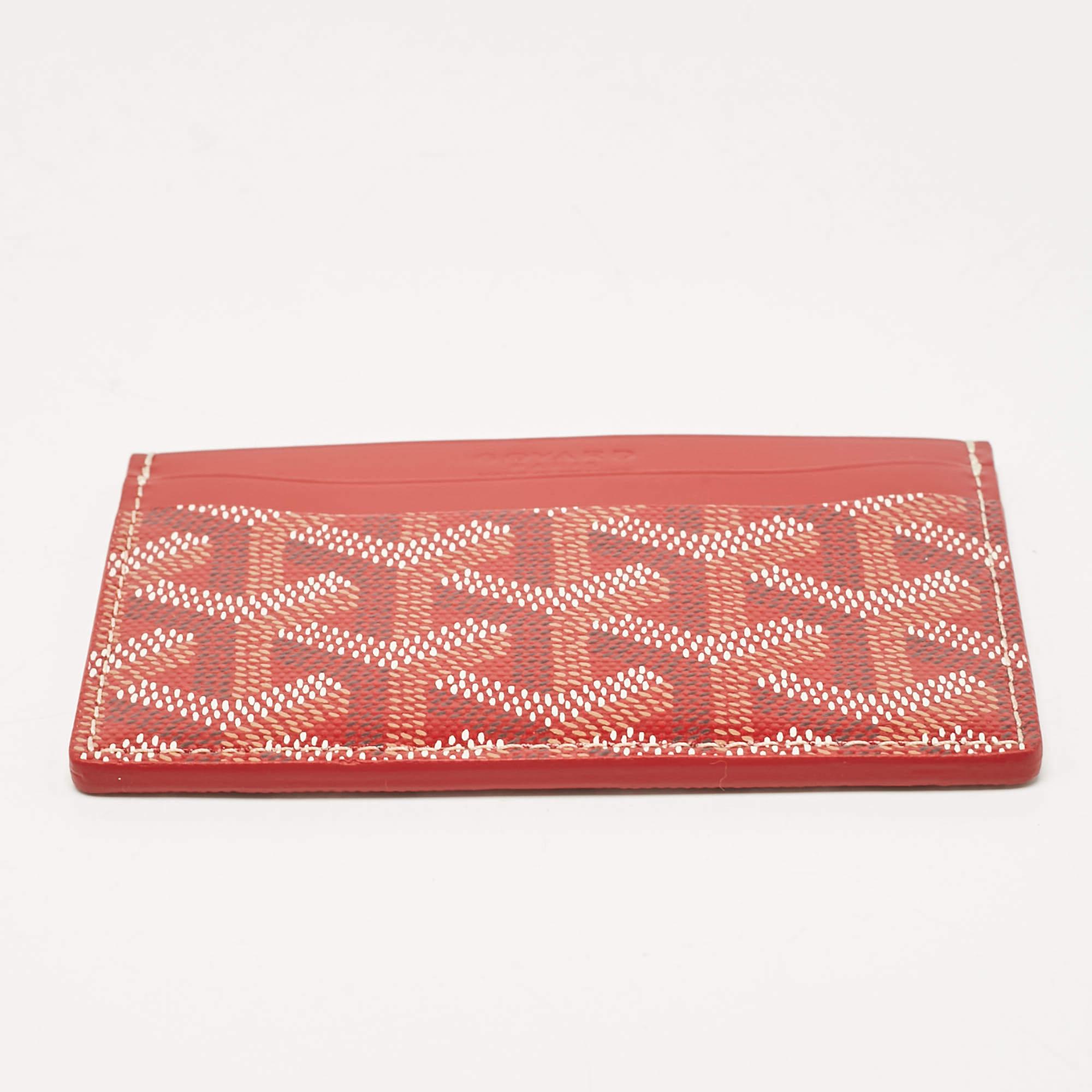Goyard Red Goyardine Coated Canvas and Leather Saint Sulpice Card Holder For Sale 3
