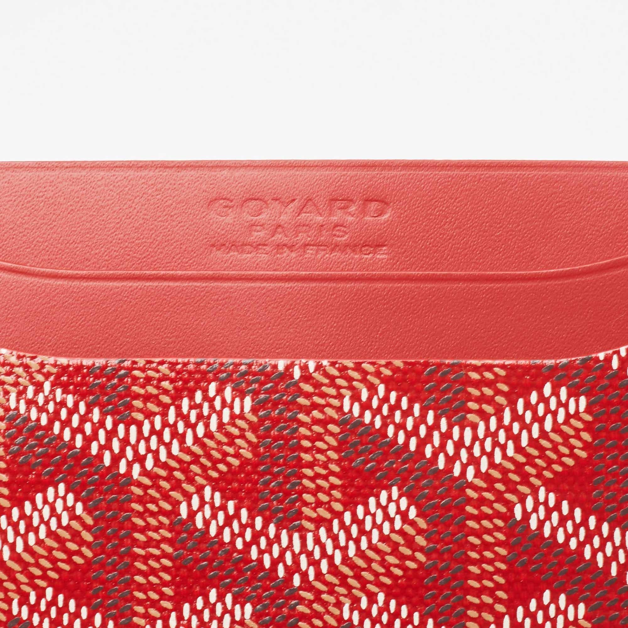 Goyard Red Goyardine Coated Canvas and Leather Saint Sulpice Card Holder For Sale 3