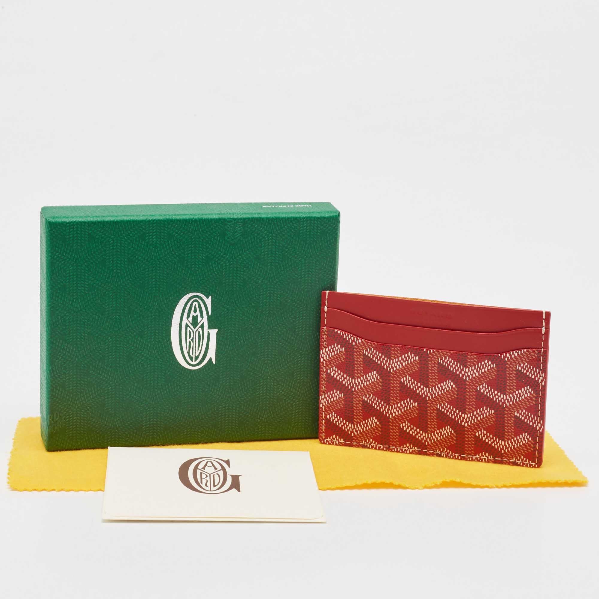 Goyard Red Goyardine Coated Canvas and Leather Saint Sulpice Card Holder For Sale 5