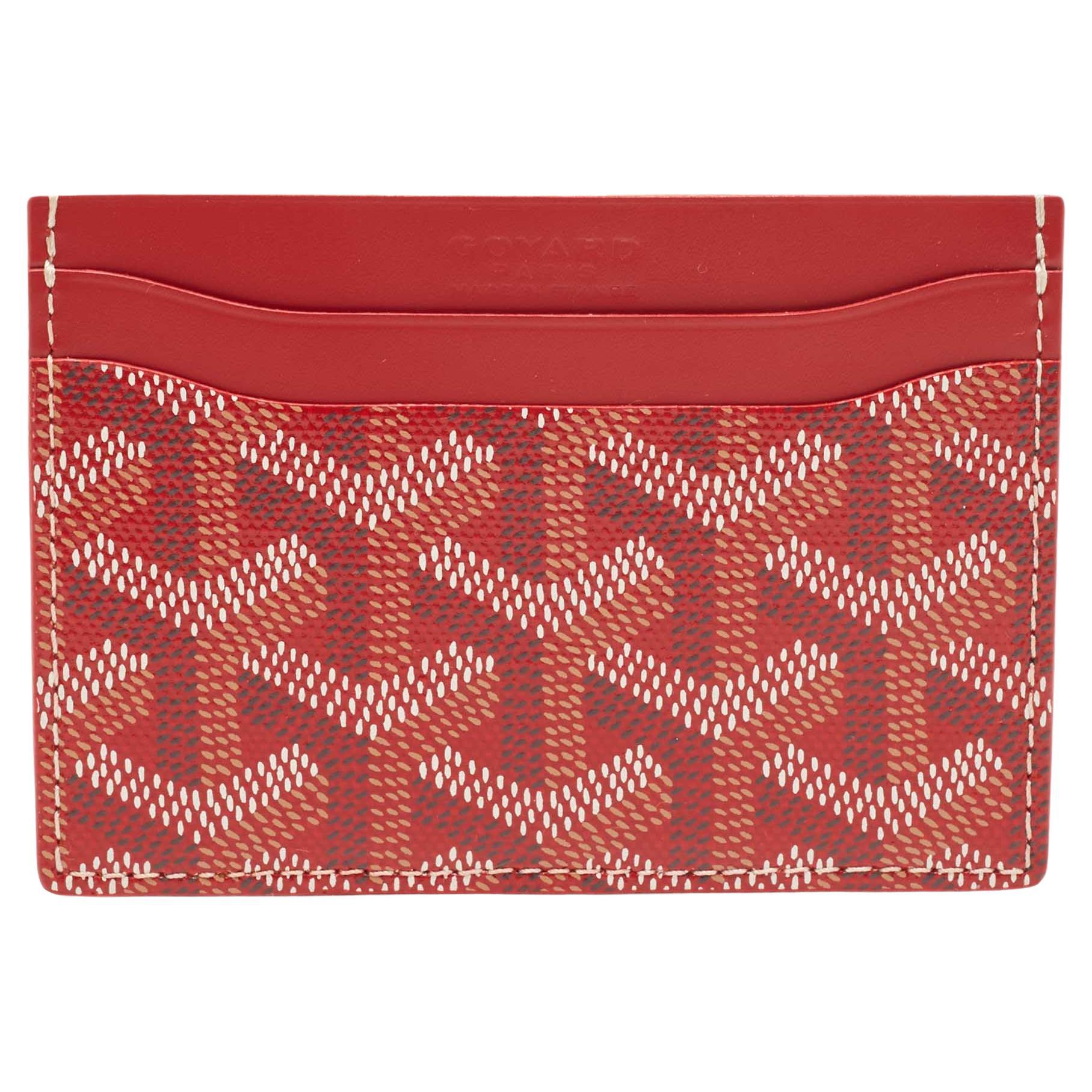 Goyard Red Goyardine Coated Canvas and Leather Saint Sulpice Card Holder For Sale