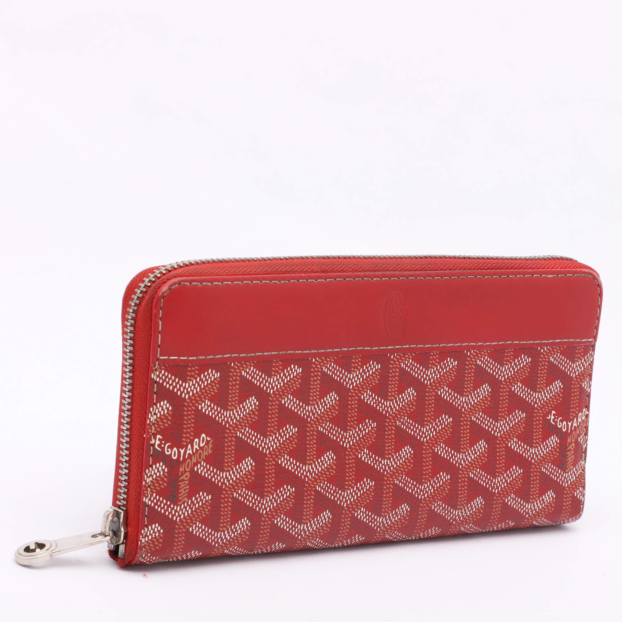 Rosso Portafoglio con zip Goyard Red Goyardine Coates Canvas Matignon in vendita