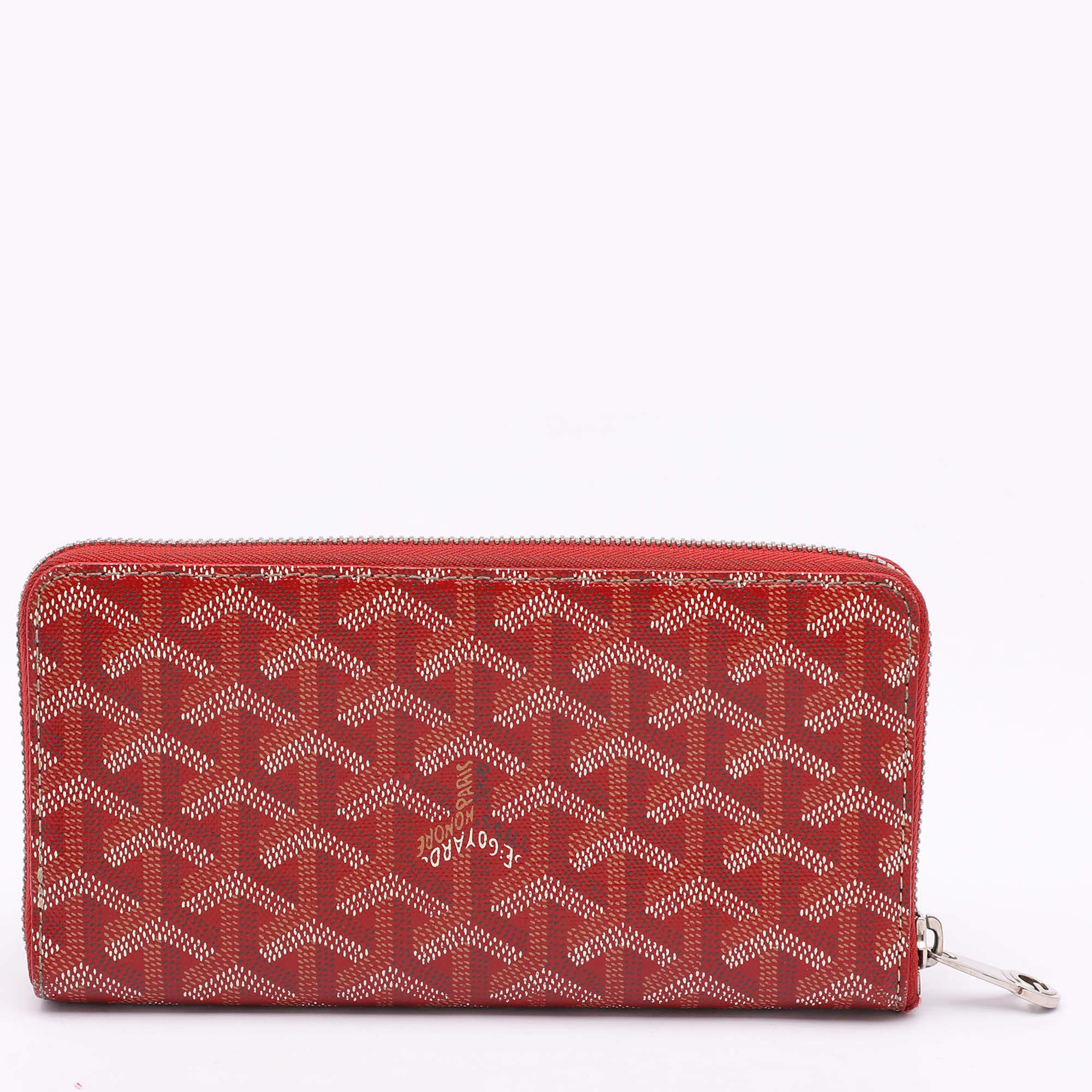 Portafoglio con zip Goyard Red Goyardine Coates Canvas Matignon In condizioni buone in vendita a Dubai, Al Qouz 2