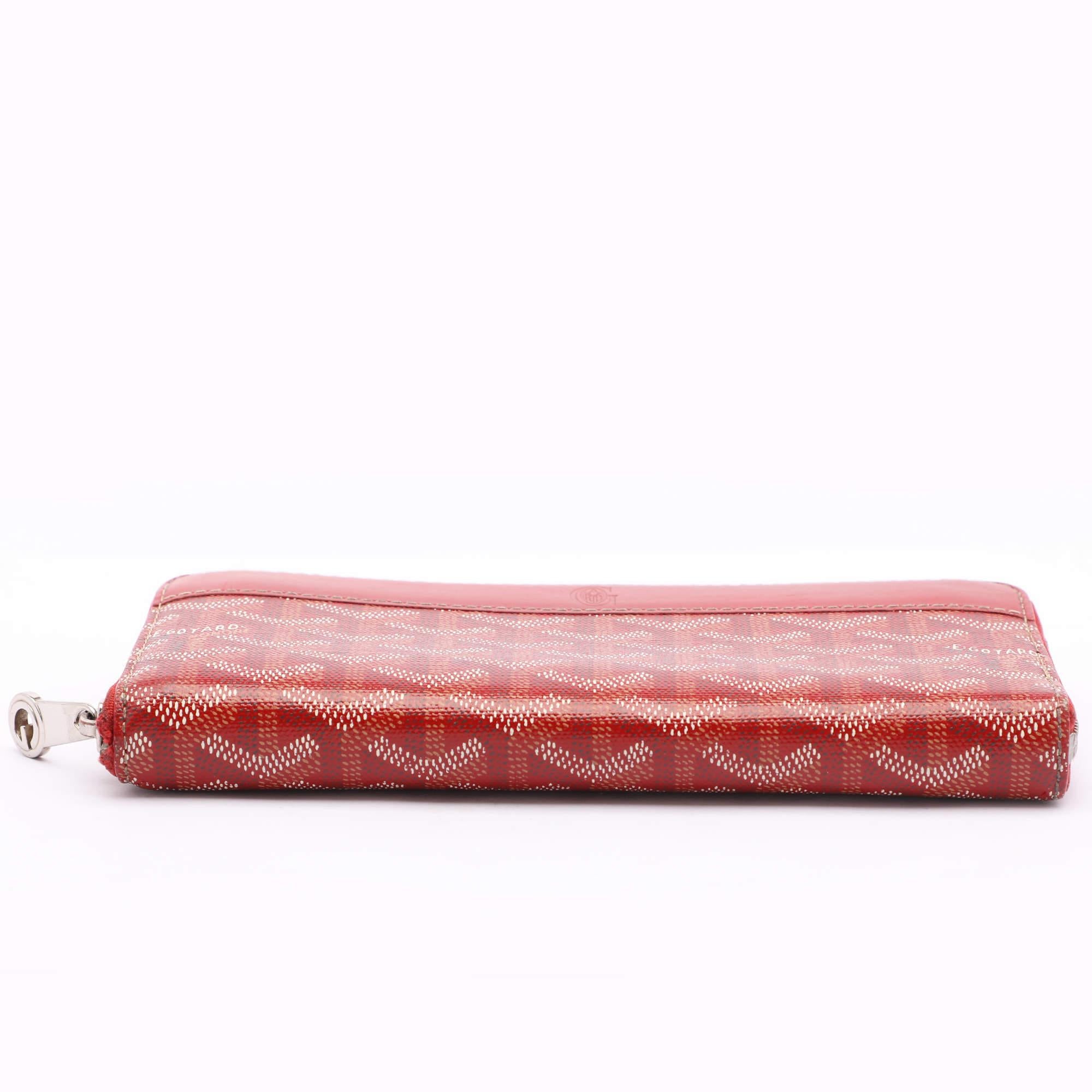 Portafoglio con zip Goyard Red Goyardine Coates Canvas Matignon in vendita 2