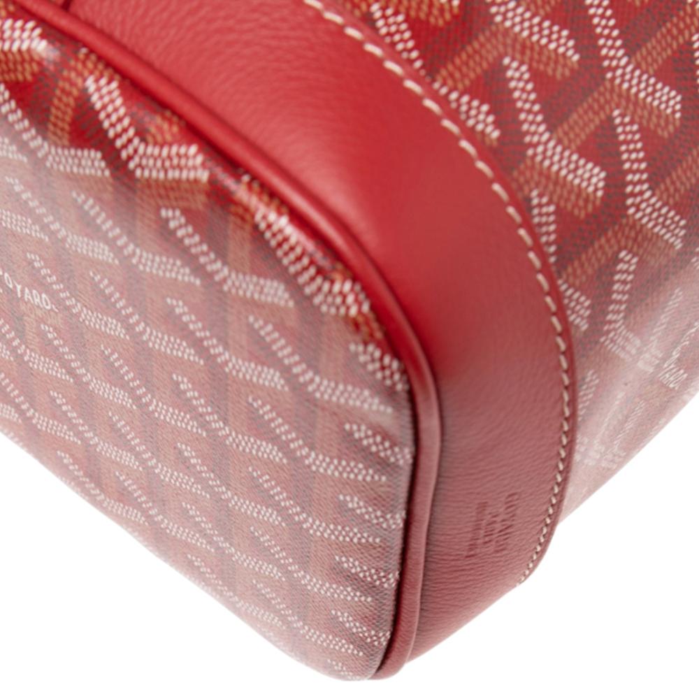 Goyard Rot Goyardine Beschichtetes Segeltuch Petit Flot PM Bucket Bag im Zustand „Gut“ in Dubai, Al Qouz 2