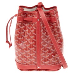 Goyard Rot Goyardine Beschichtetes Segeltuch Petit Flot PM Bucket Bag