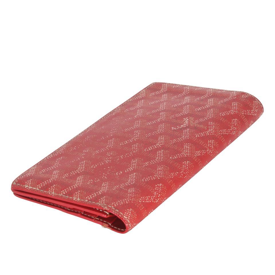 Goyard Red Long Coated Canvas Bi-Fold International Richelieu Wallet In Good Condition For Sale In Downey, CA