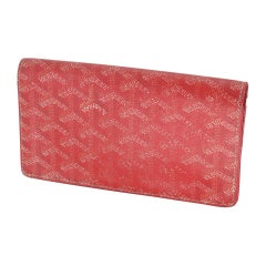Used Goyard Red Long Coated Canvas Bi-Fold International Richelieu Wallet