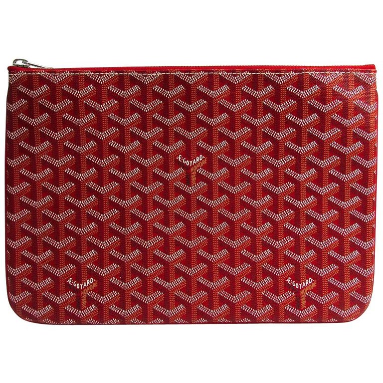 Goyard Red Monogram Canvas Zip Laptop Envelope Travel Business Clutch Bag  in Box