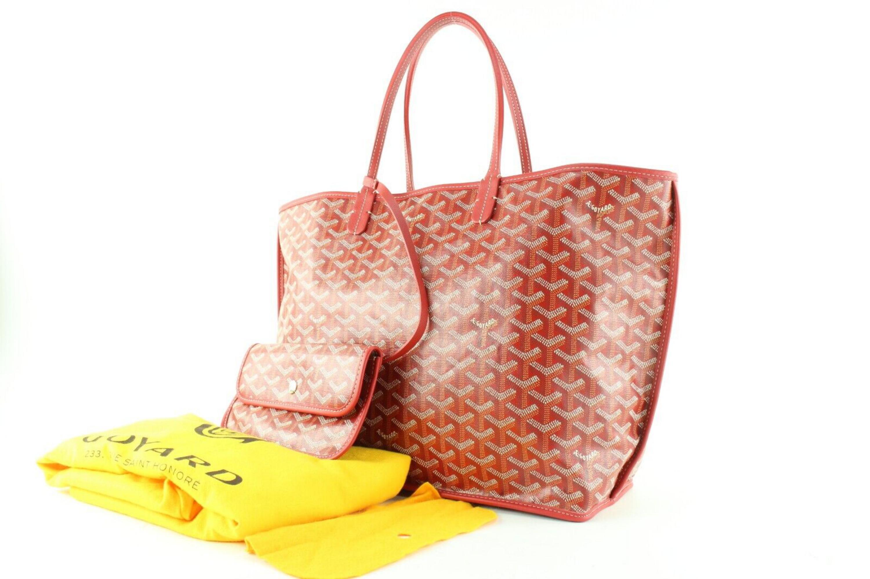 Goyard Reversible Red Chevron Anjou Tote with Pouch 2GY0413C In Excellent Condition In Dix hills, NY