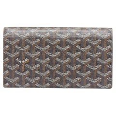 GOYARD Richelieu black brown Goyardine coated canvas flap bifold long wallet