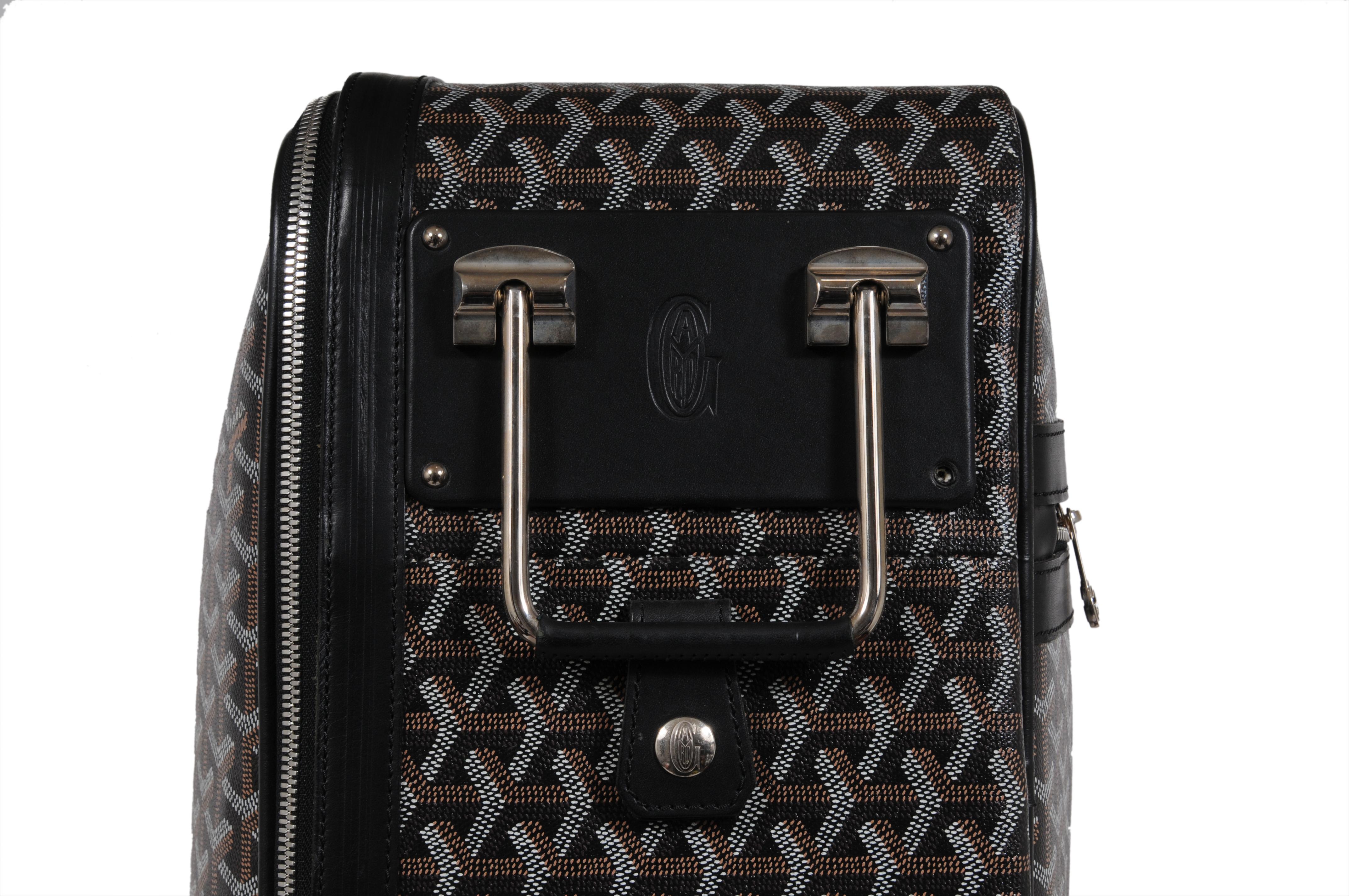 Goyard Rolling Luggage Carry Soft Sided Suitcase 55 Boeing Duffle Bag Black Canv Bon état - En vente à North Miami, FL