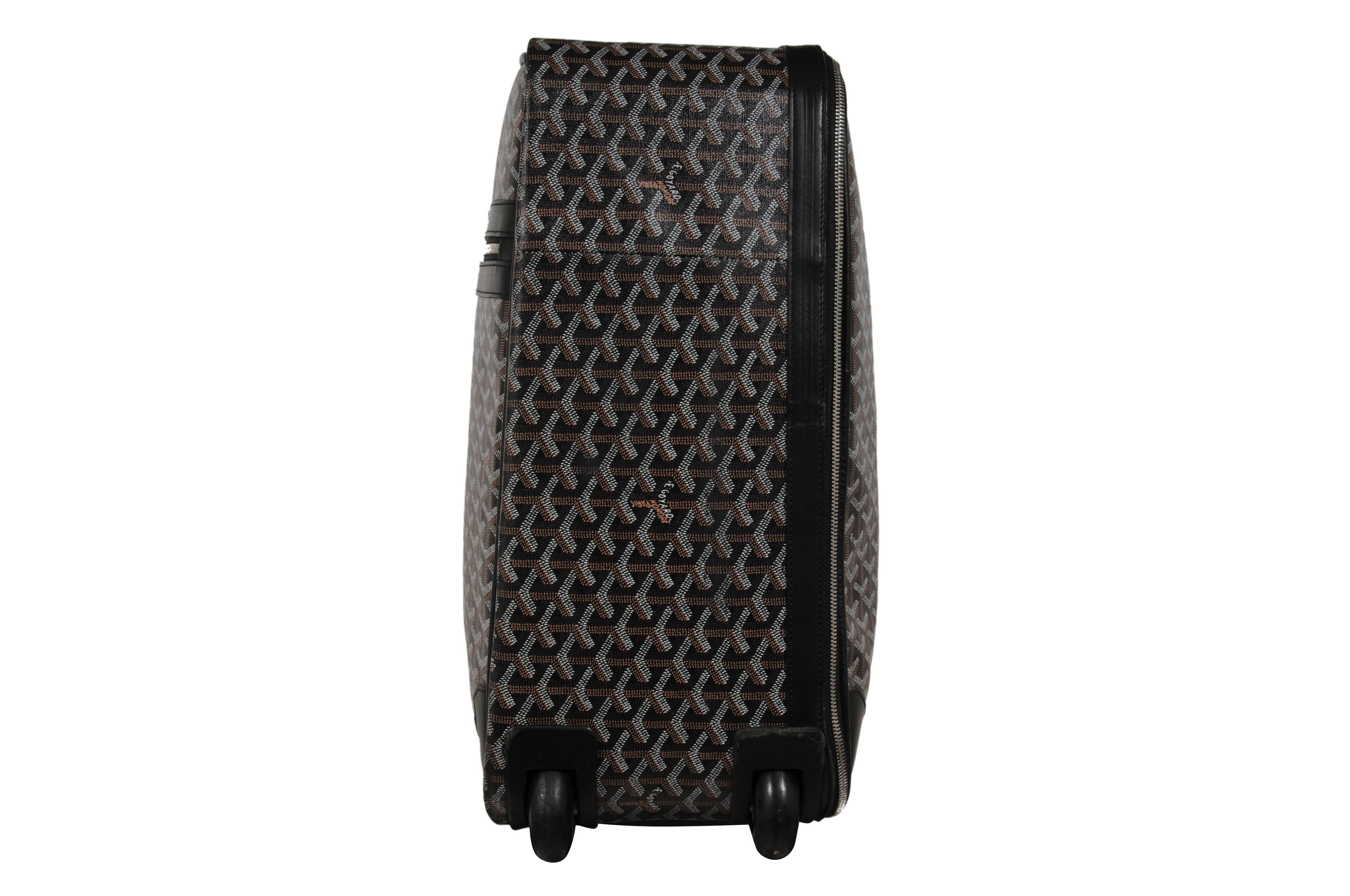 Goyard Rolling Luggage Carry Soft Sided Suitcase 55 Boeing Duffle Bag Black Canv Unisexe en vente