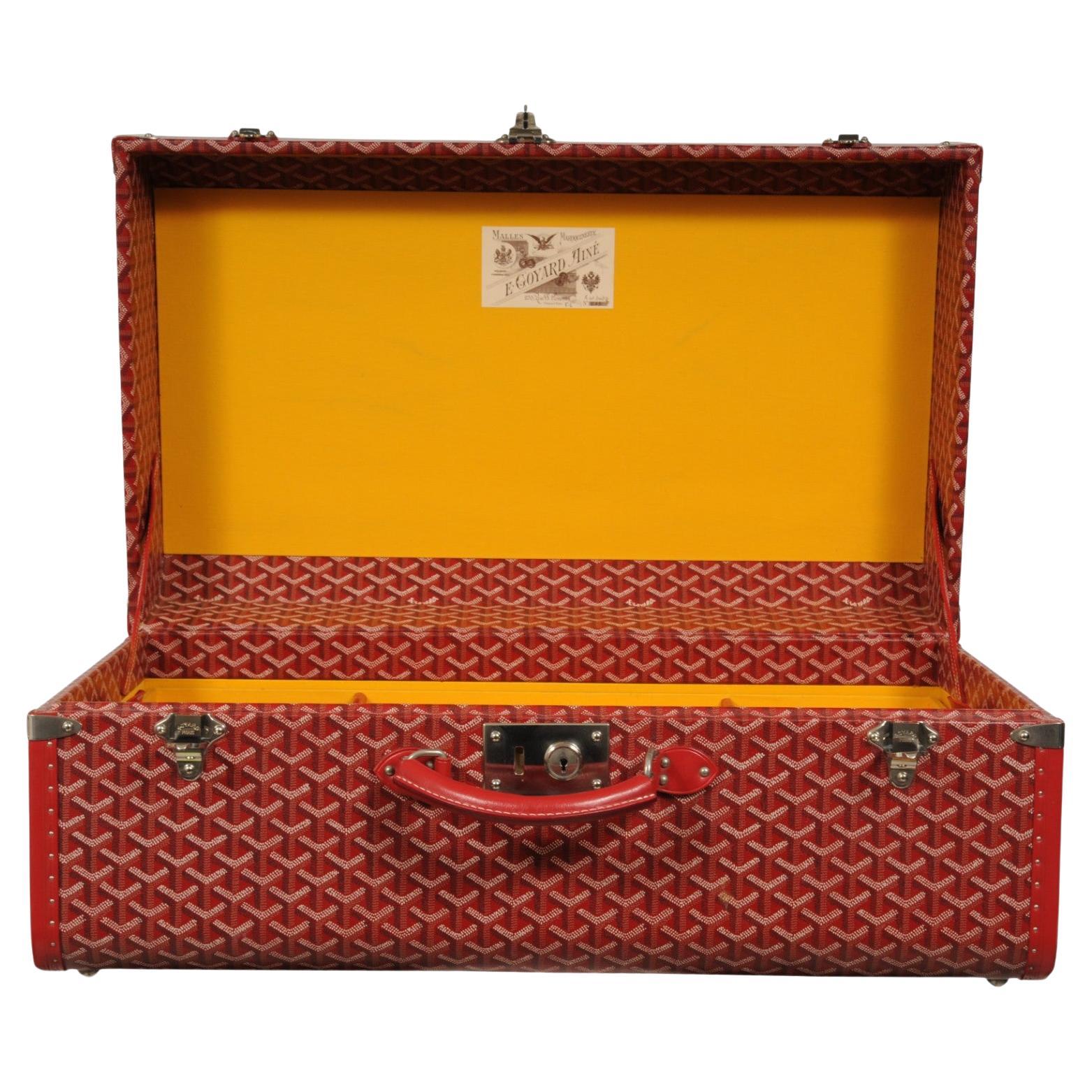 Goyard Rouge Malle de voyage compartimentée Palladium Carry On Hardsided Display en vente
