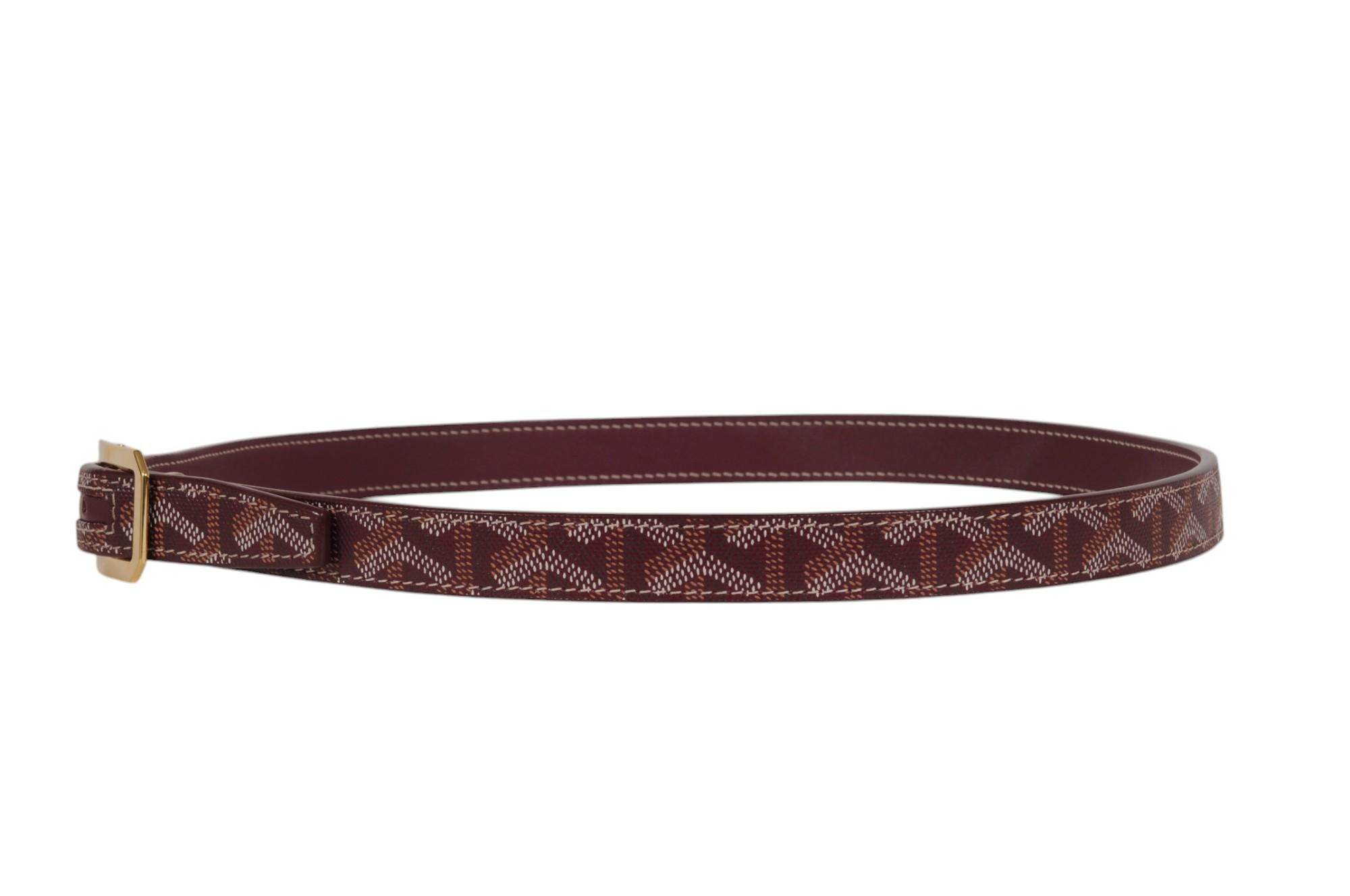 Goyard Rudy Gürtel Größe 85 28 29 30 Burgund Goldschnalle Goyardine Leder 5 Löcher im Angebot 8