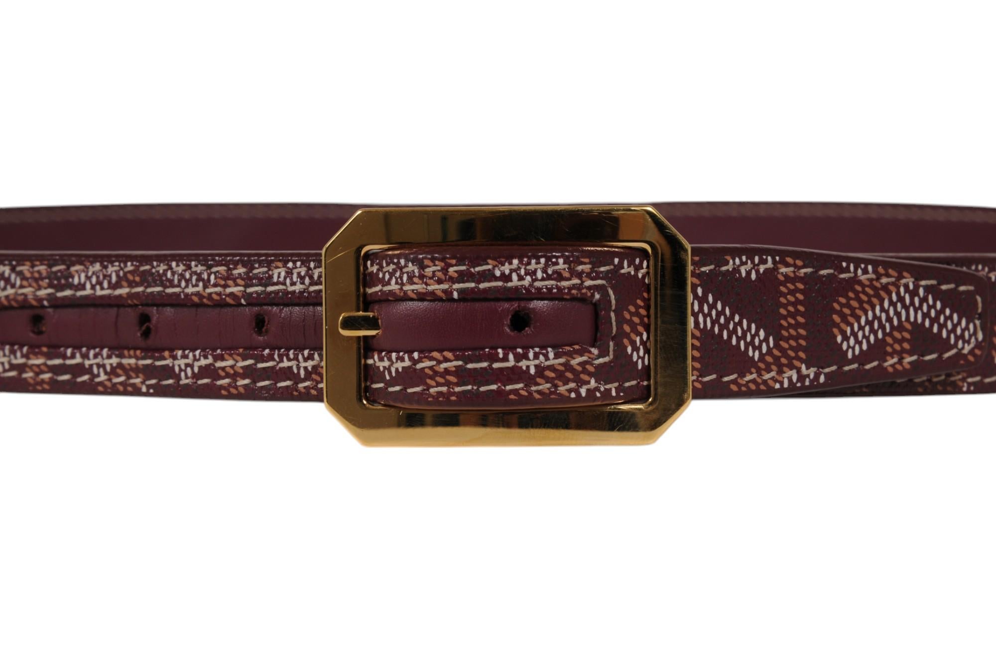 Goyard Rudy Gürtel Größe 85 28 29 30 Burgund Goldschnalle Goyardine Leder 5 Löcher im Angebot 9