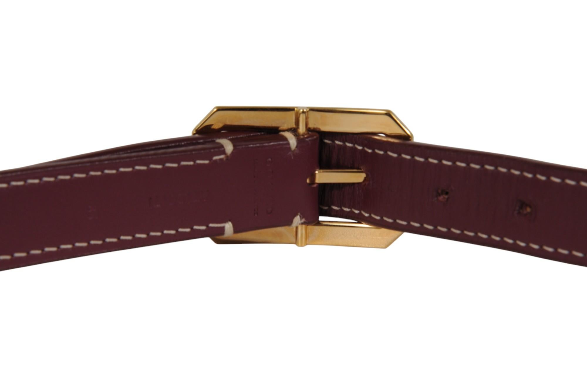 Goyard Rudy Gürtel Größe 85 28 29 30 Burgund Goldschnalle Goyardine Leder 5 Löcher im Angebot 10