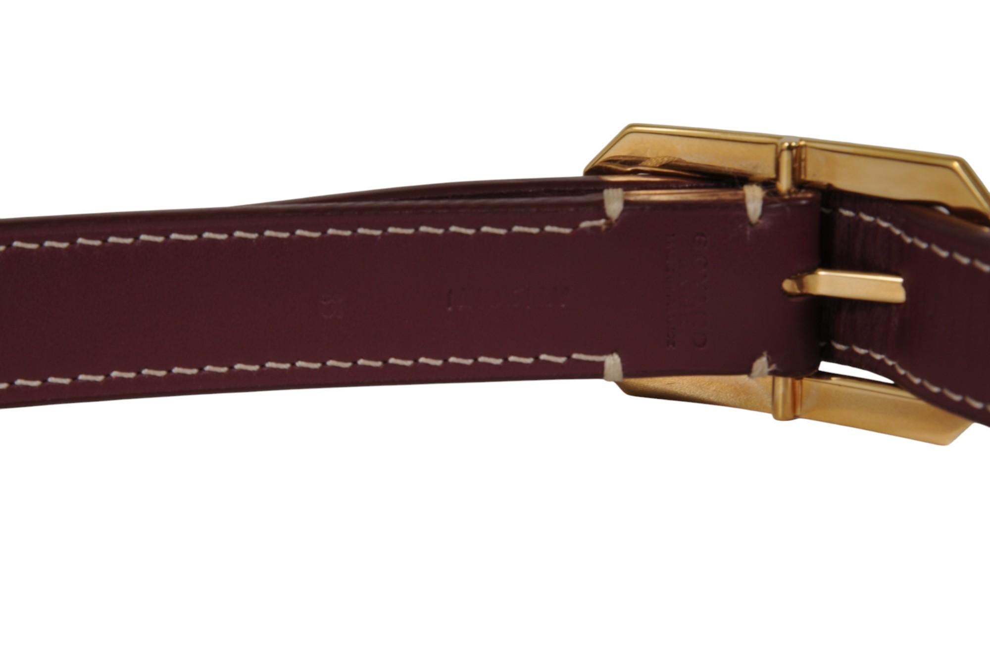 Goyard Rudy Gürtel Größe 85 28 29 30 Burgund Goldschnalle Goyardine Leder 5 Löcher im Angebot 11