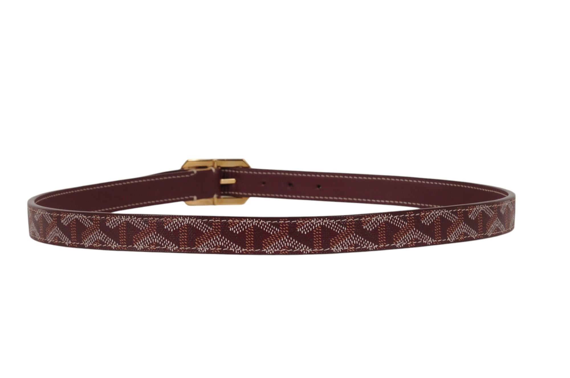 Goyard Rudy Gürtel Größe 85 28 29 30 Burgund Goldschnalle Goyardine Leder 5 Löcher im Angebot 3