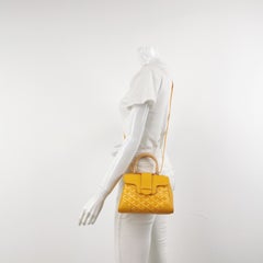 Goyard Saigon Mini Yellow Canvas and Leather Wooden Top Handle Crossbody Bag