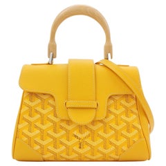 Goyard Saigon Mini Yellow Canvas and Leather Wooden Top Handle Crossbody Bag