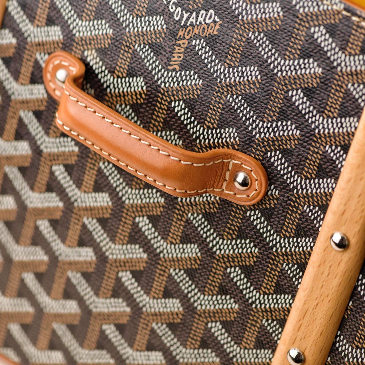 Goyard Saigon PM Structured Brown Leather Top Handle Shoulder Bag For Sale 10