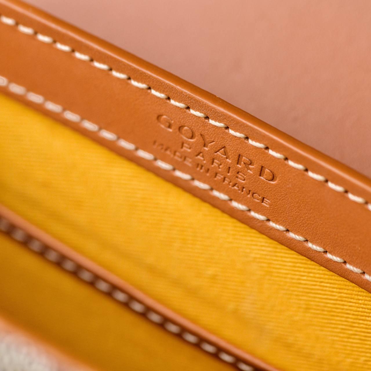 Goyard Saigon PM Structured Brown Leather Top Handle Shoulder Bag For Sale 11
