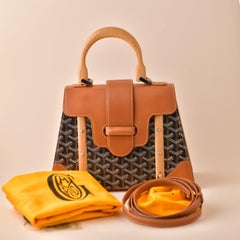 Goyard Saigon PM Structured Brown Leather Top Handle Shoulder Bag