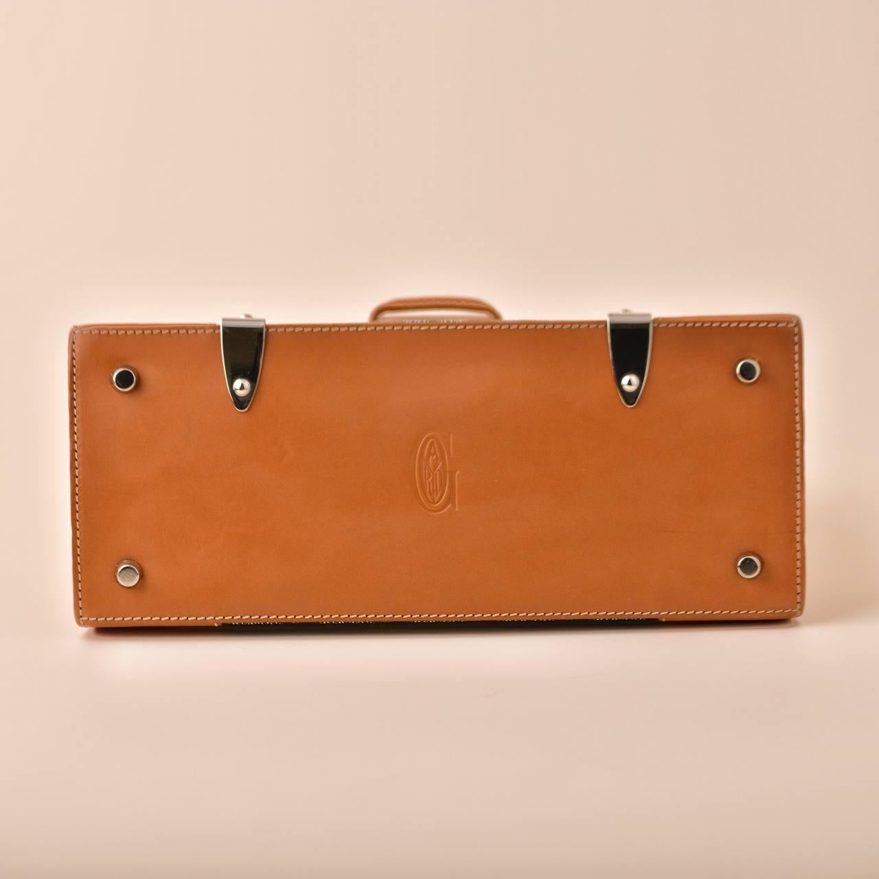 Goyard Saigon PM Structured Brown Leather Top Handle Shoulder Bag For Sale 1