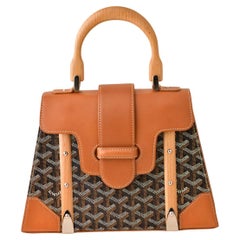 Goyard Saigon PM Structured Brown Leather Top Handle Shoulder Bag