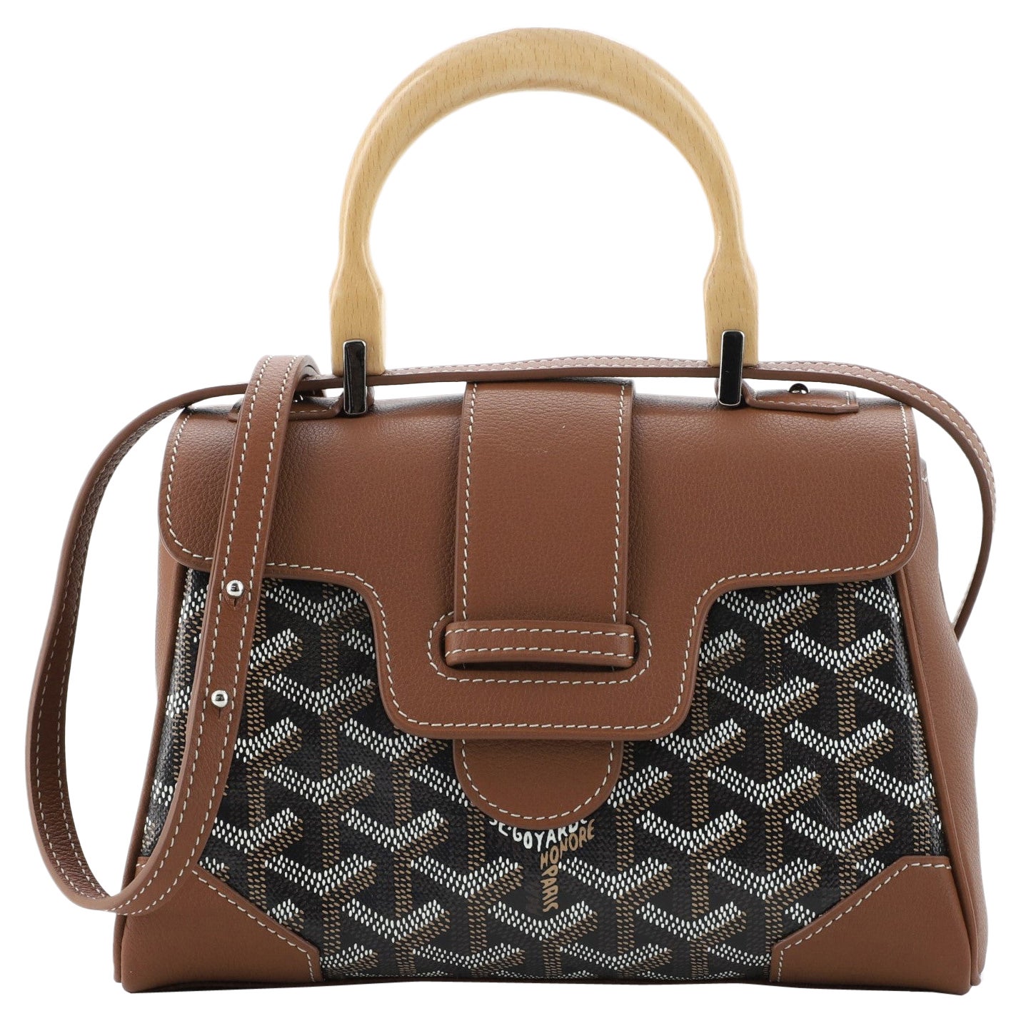 Goyard Saigon Top Handle Bag Coated Canvas with Leather Mini