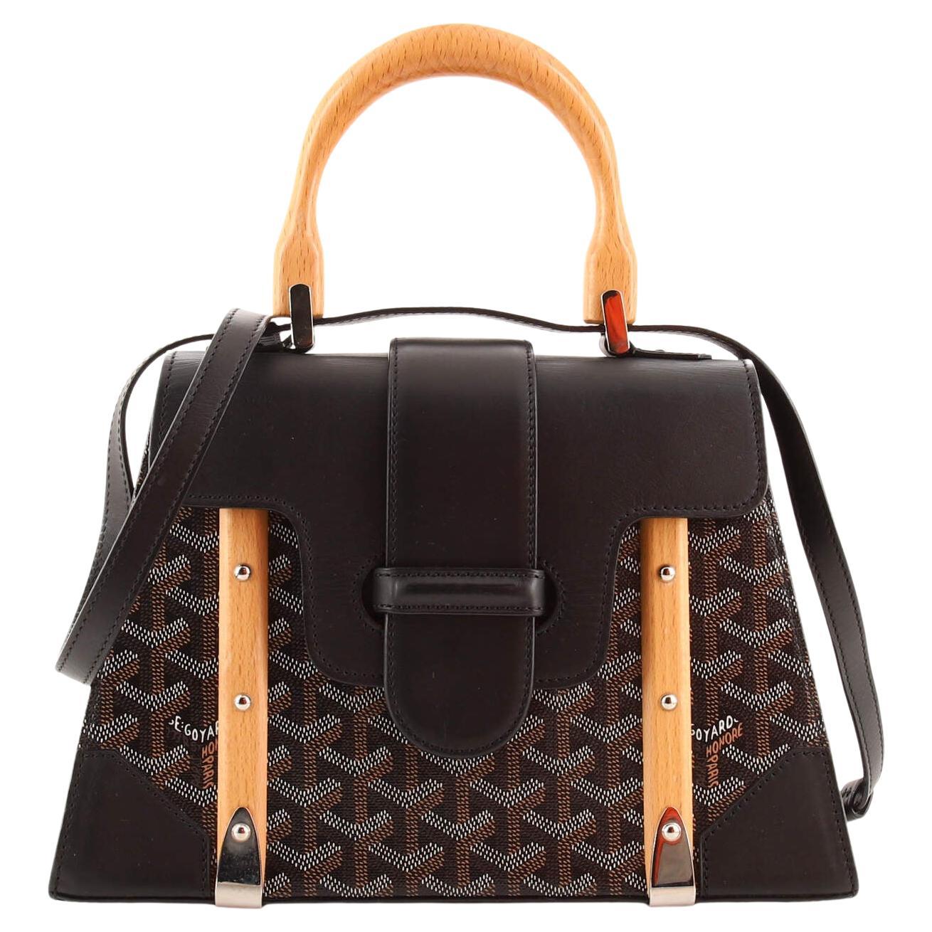 Goyard Black Chevron Saigon PM 2way Crossbody Wood Trunk Bag 922gy78 at 1stDibs