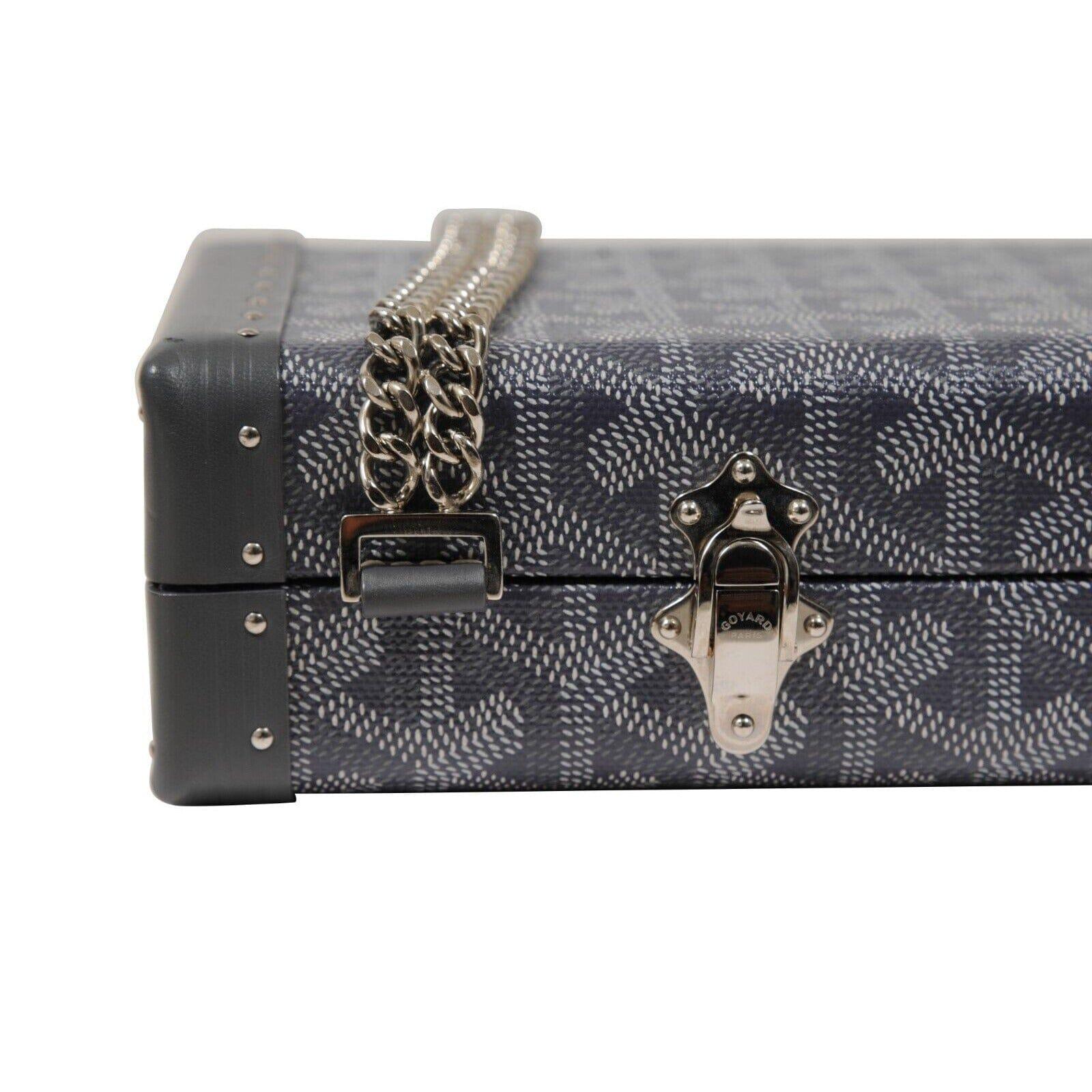 Goyard Saint Honore Trunk Bag Grey Leather Crossbody Shoulder Rectangle Clutch en vente 8