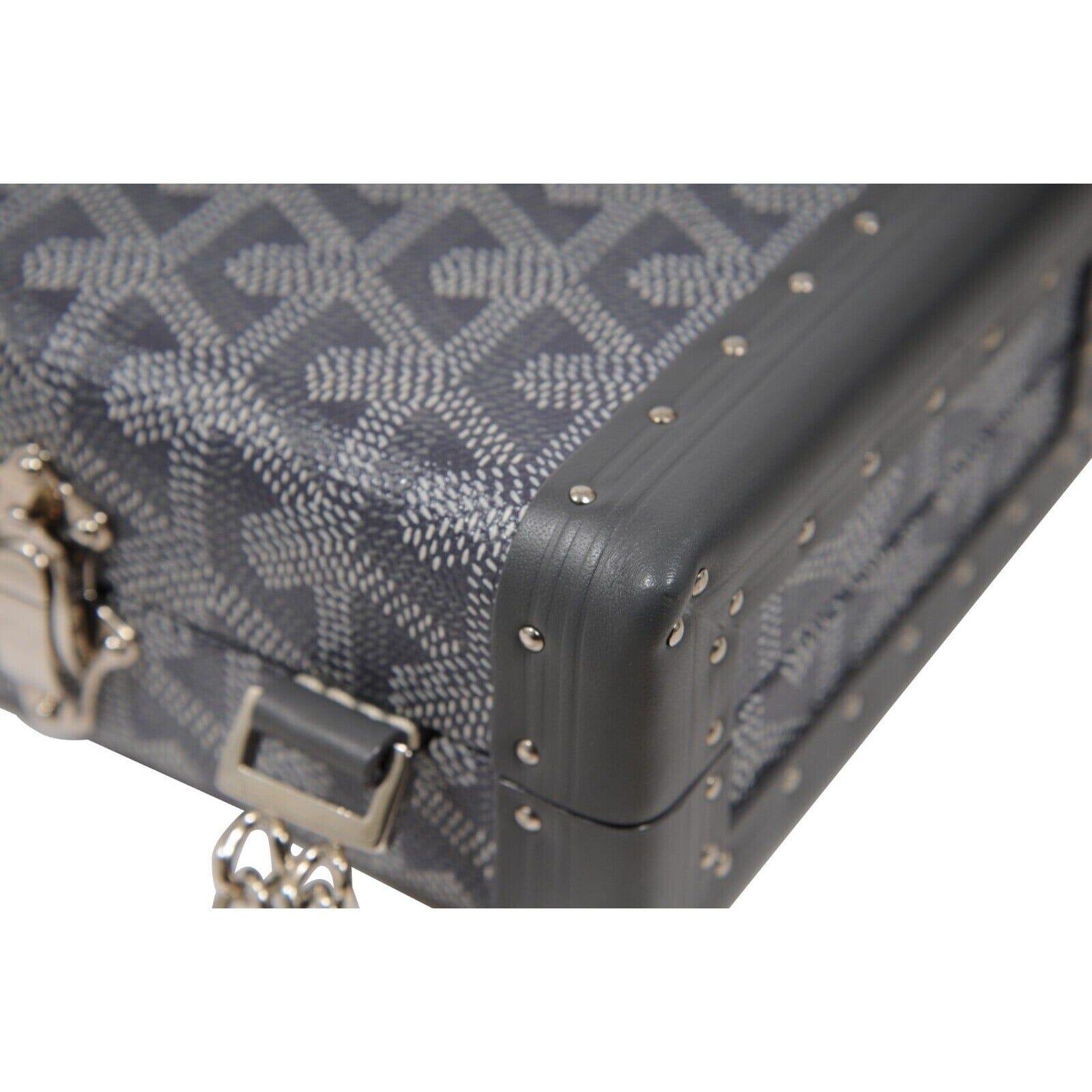 Goyard Saint Honore Trunk Bag Grey Leather Crossbody Shoulder Rectangle Clutch en vente 9