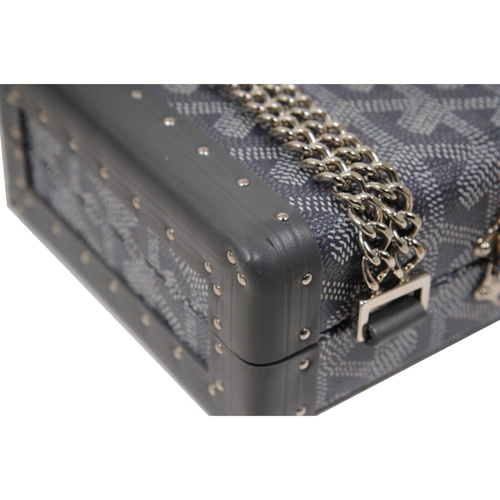 Goyard Saint Honore Trunk Bag Grey Leather Crossbody Shoulder Rectangle Clutch en vente 12