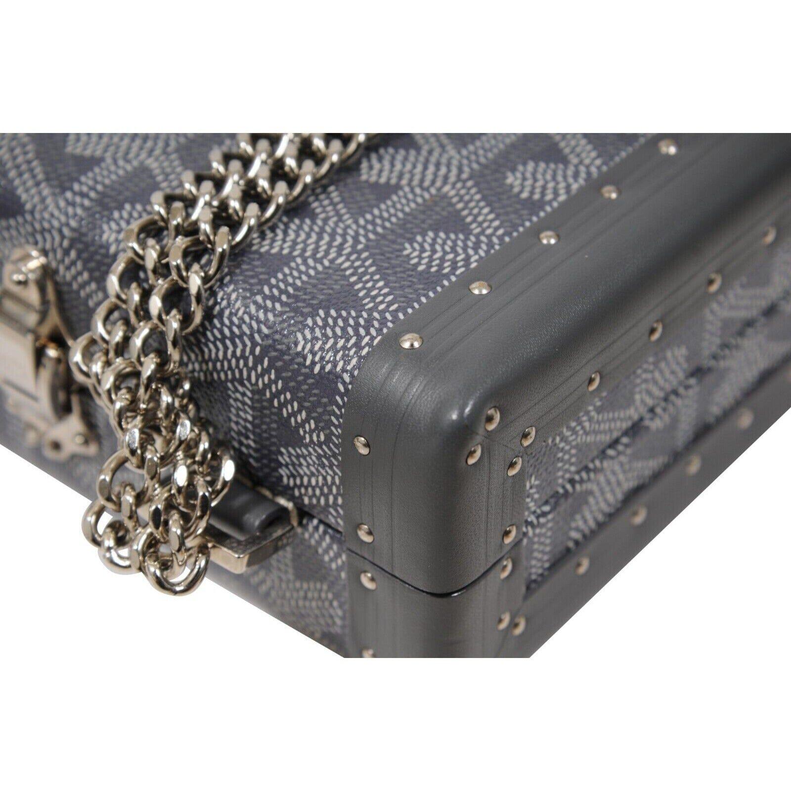 Goyard Saint Honore Trunk Bag Grey Leather Crossbody Shoulder Rectangle Clutch en vente 13