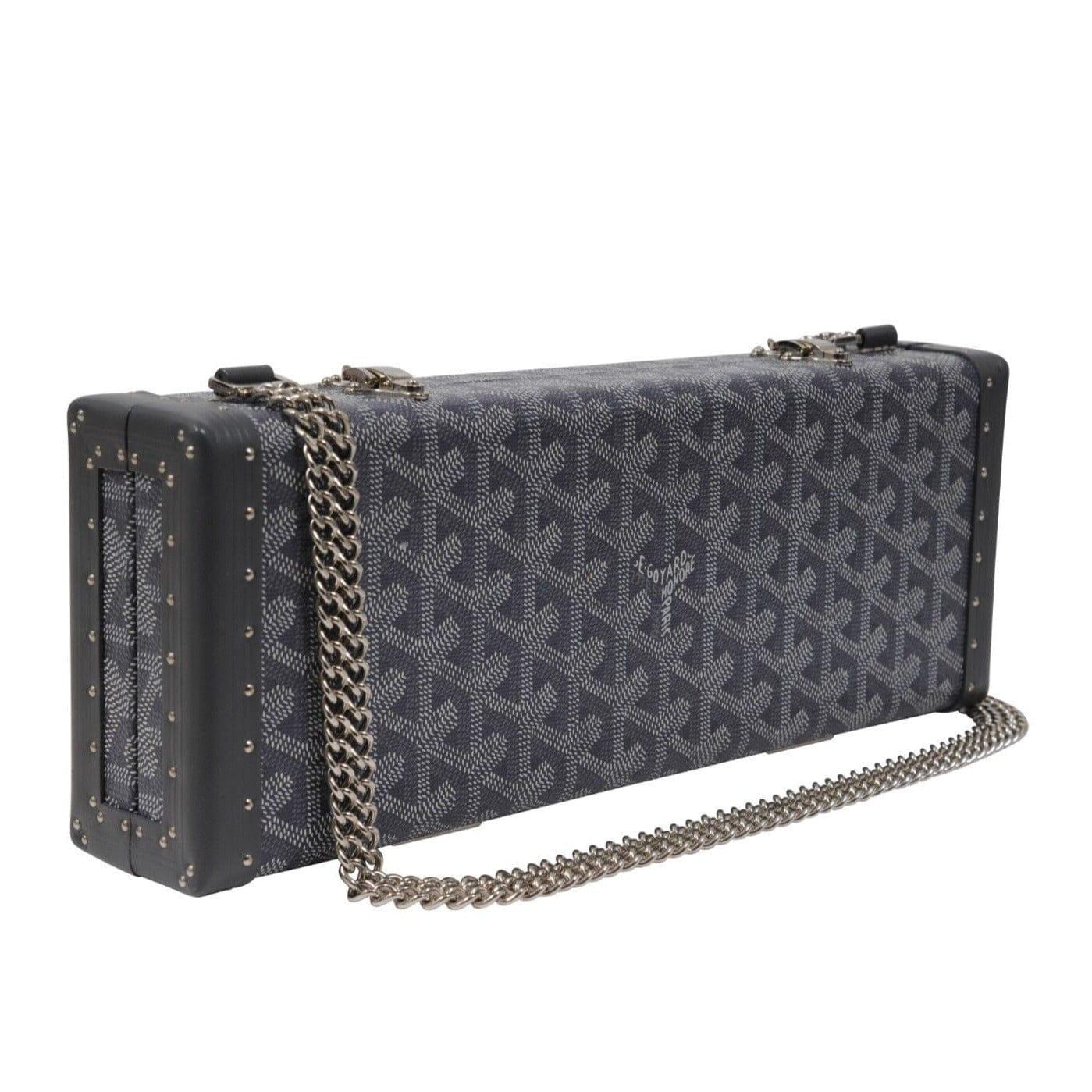 Goyard Saint Honore Trunk Bag Grey Leather Crossbody Shoulder Rectangle Clutch Excellent état - En vente à North Miami, FL