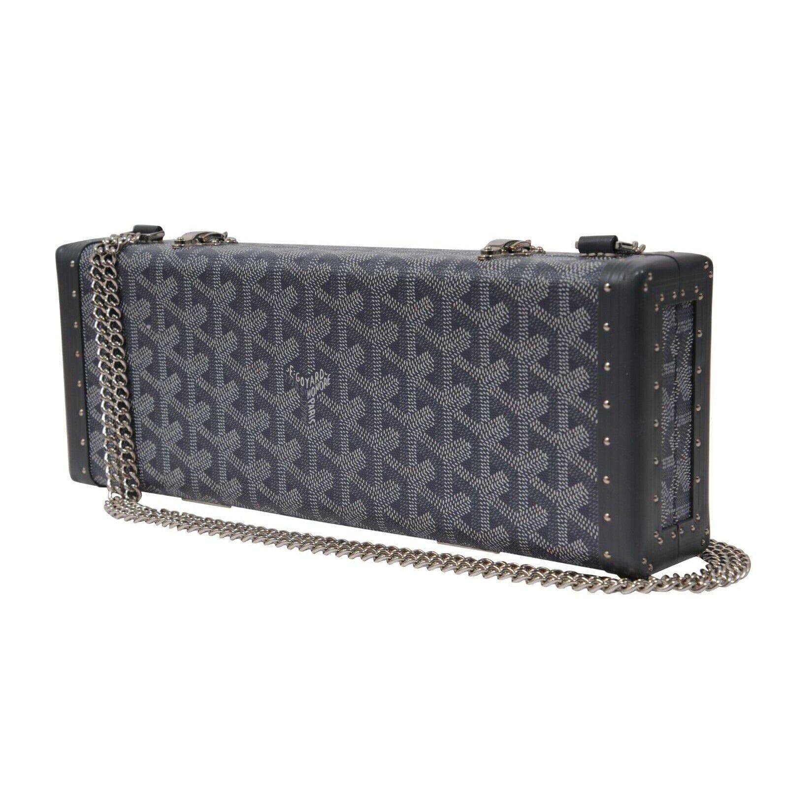 Goyard Saint Honore Trunk Bag Grey Leather Crossbody Shoulder Rectangle Clutch Pour femmes en vente