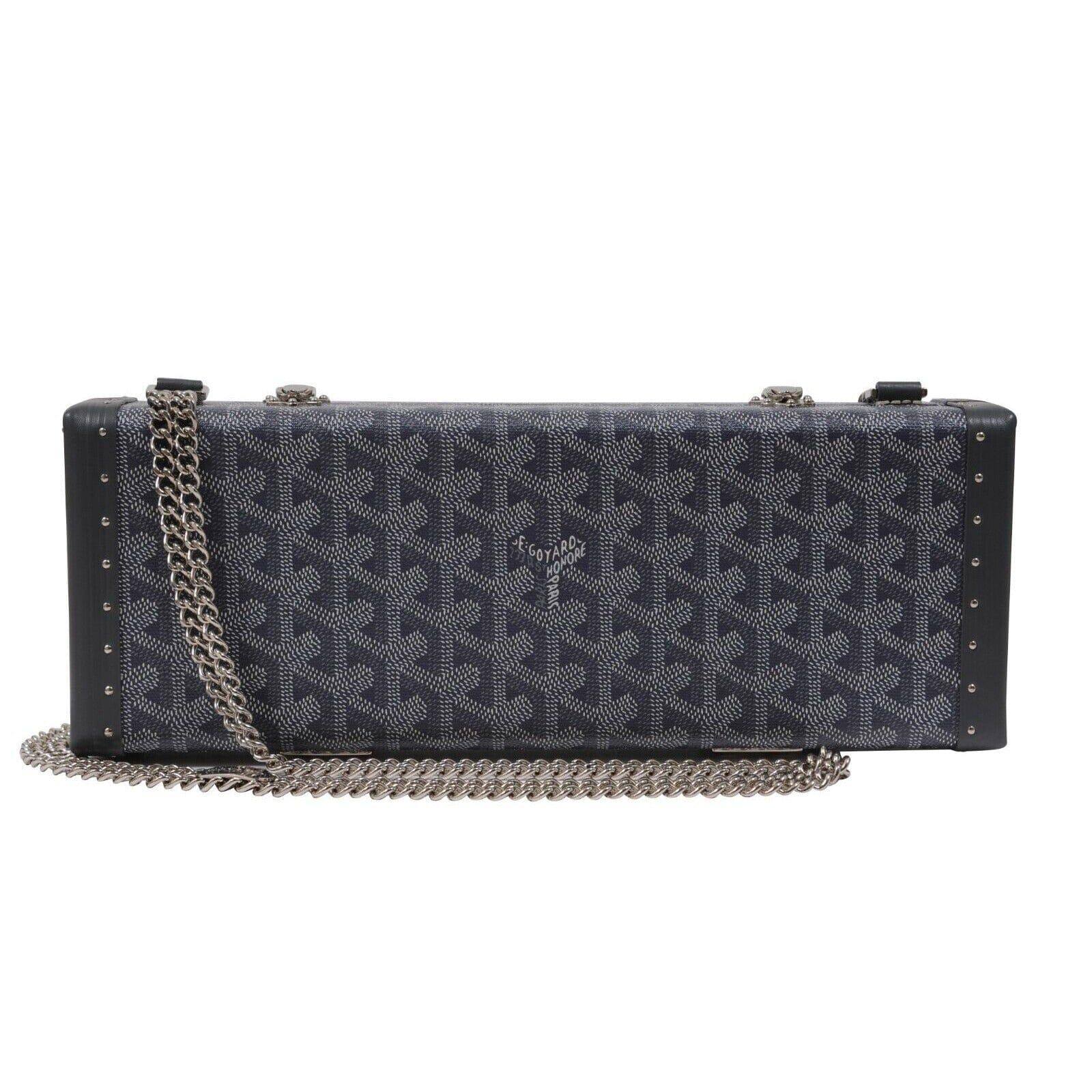 Goyard Saint Honore Trunk Bag Grey Leather Crossbody Shoulder Rectangle Clutch en vente 1