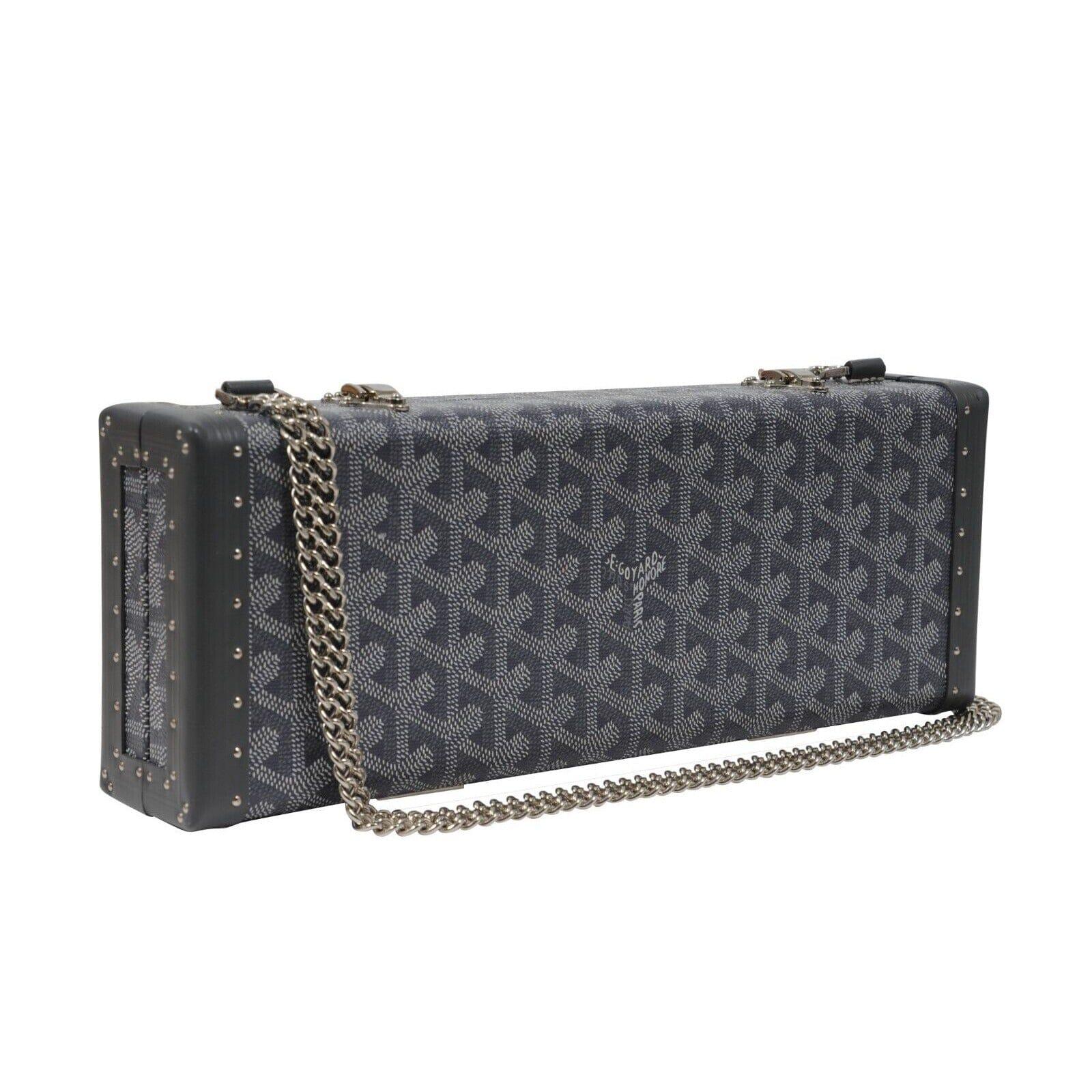 Goyard Saint Honore Trunk Bag Grey Leather Crossbody Shoulder Rectangle Clutch en vente 2