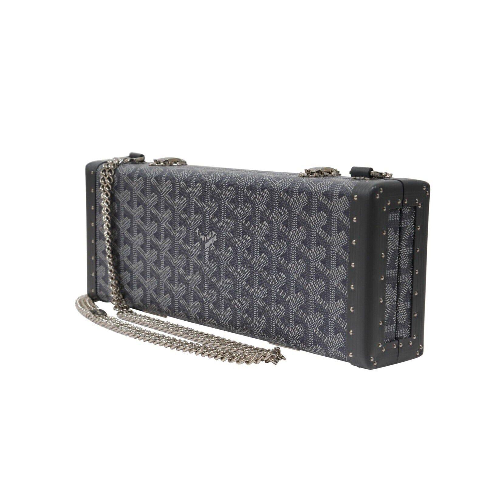 Goyard Saint Honore Trunk Bag Grey Leather Crossbody Shoulder Rectangle Clutch en vente 4