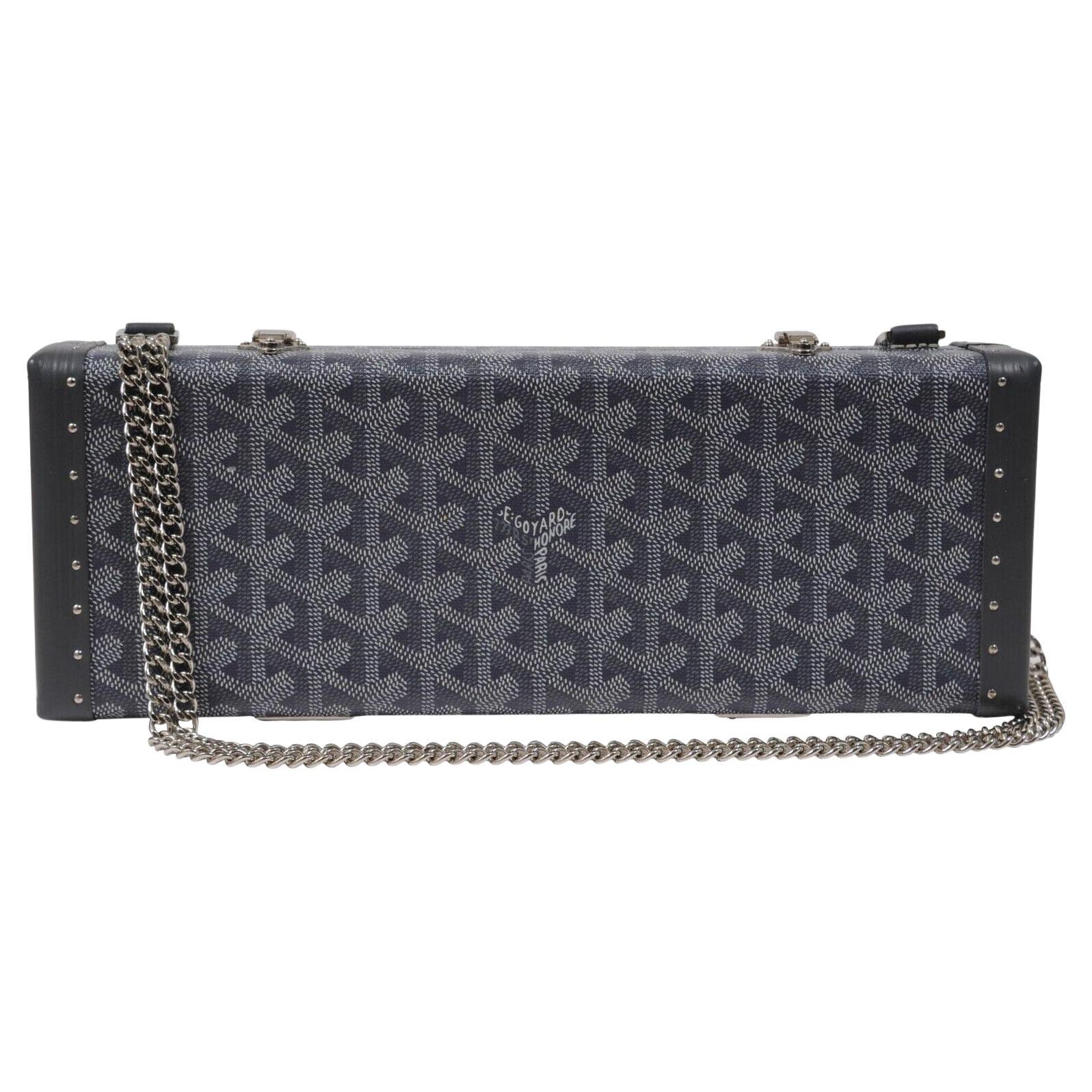 Goyard Saint Honore Trunk Bag Grey Leather Crossbody Shoulder Rectangle Clutch en vente