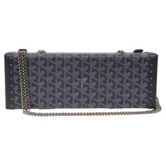 Goyard Saint Honore Trunk Bag Grey Leather Crossbody Shoulder Rectangle Clutch