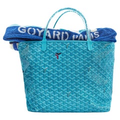 Used GOYARD Saint Louis Bag GM & "La Plage" Balise Beach Towel Set  in Turqoise