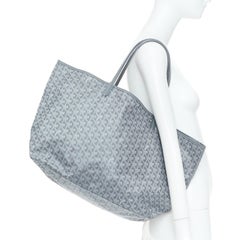 GOYARD Saint Louis GM grey Goyardine canvas chevron open top shoulder tote bag