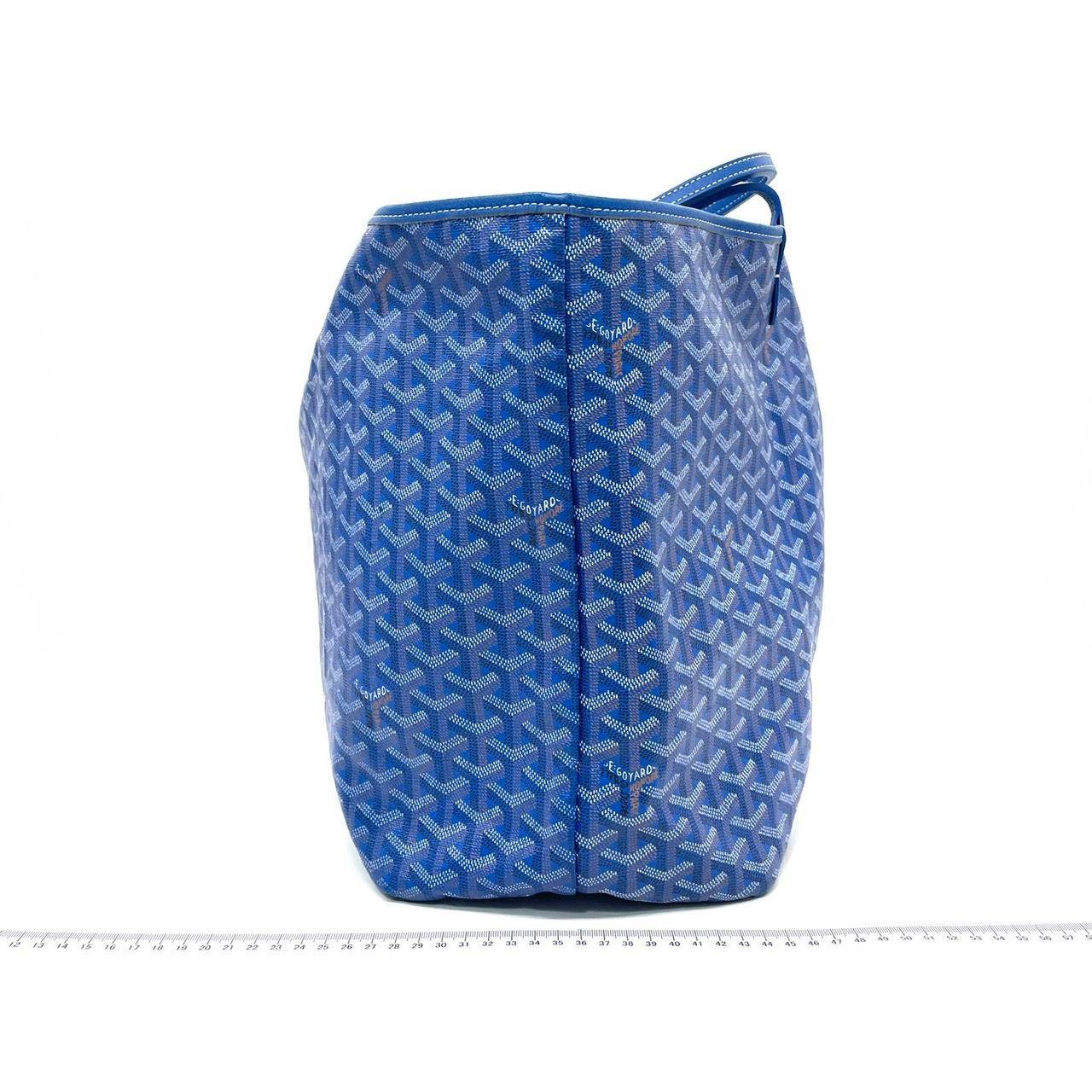 Goyard Saint Louis GM Tote Large Blue 2014
 These are professional photos of the actual bag offered by Luxbags.
 Condition: VERY GOOD
  
 Very good condition with a couple of stain marks on the inside. The outside is in excellent condition. 
