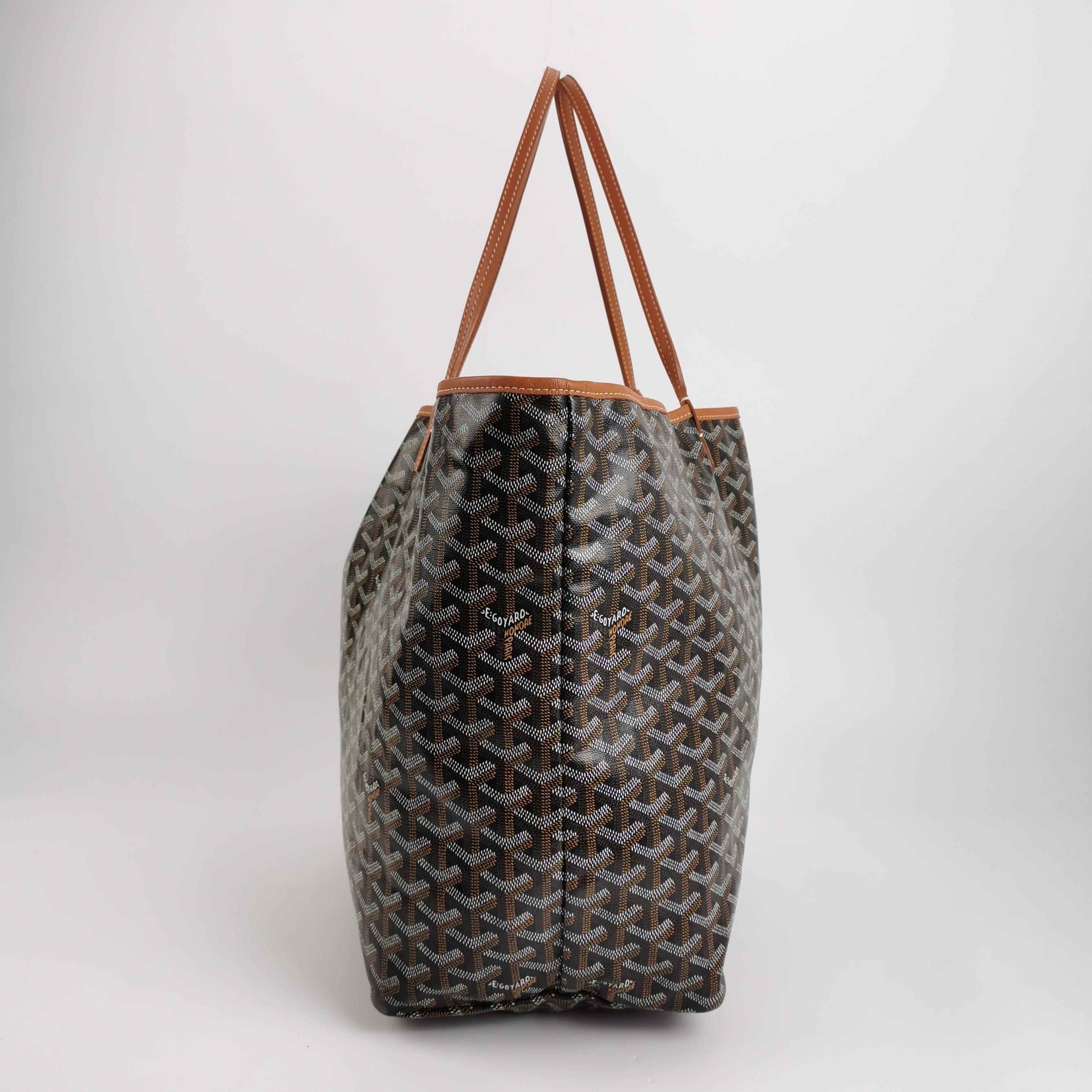 Noir Goyard Saint Louis GM Tote Large Brown Goyardine Canvas 2020 en vente