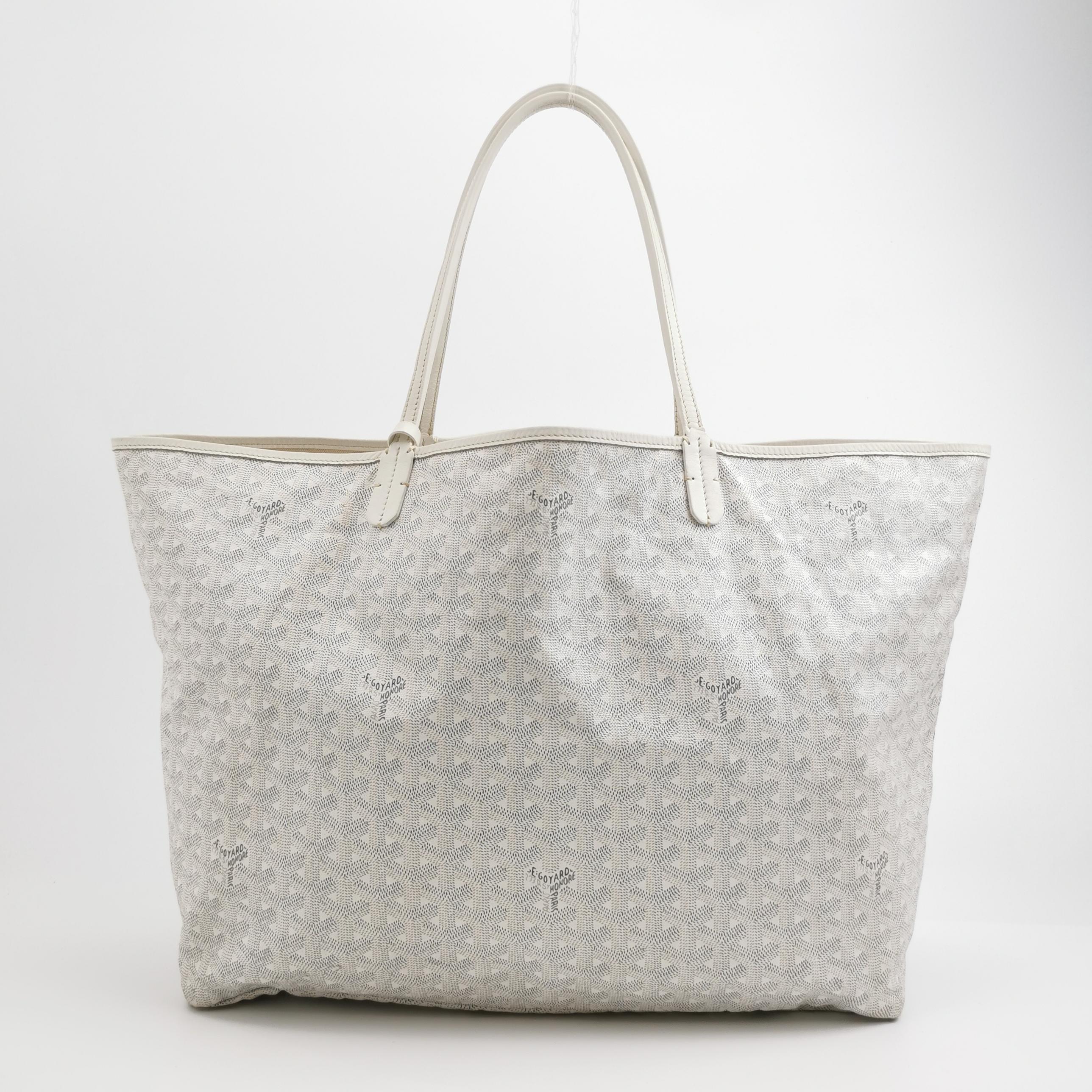 Gris Goyard Saint Louis GM Tote Large White Goyardine Canvas 2011 en vente
